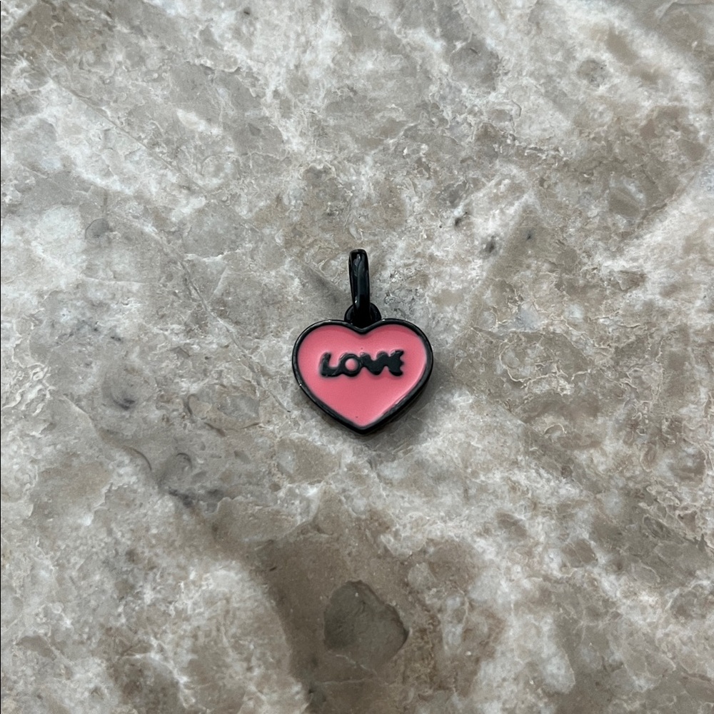 Vintage Agatha LOVE pink and black pendant charm